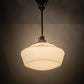 Meyda Lighting Revival 16" Brushed Nickel Schoolhouse Pendant Light With White Traditional Globe Shade Glass