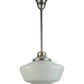 Meyda Lighting Revival 16" Brushed Nickel Schoolhouse Pendant Light With White Traditional Globe Shade Glass