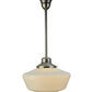 Meyda Lighting Revival 16" Brushed Nickel Schoolhouse Pendant Light With White Traditional Globe Shade Glass
