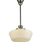 Meyda Lighting Revival 16" Brushed Nickel Schoolhouse Pendant Light With White Traditional Globe Shade Glass