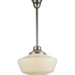 Meyda Lighting Revival 16" Brushed Nickel Schoolhouse Pendant Light With White Traditional Globe Shade Glass
