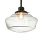 Meyda Lighting Revival 16" Craftsman Brown Schoolhouse Pendant Light With Clear Traditional Globe Shade Glass