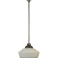 Meyda Lighting Revival 16" Craftsman Brown Schoolhouse Pendant Light With White Opal Shade Glass