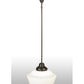 Meyda Lighting Revival 16" Craftsman Brown Schoolhouse Pendant Light With White Opal Shade Glass