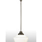 Meyda Lighting Revival 16" Craftsman Brown Schoolhouse Pendant Light With White Opal Shade Glass