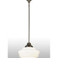 Meyda Lighting Revival 16" Craftsman Brown Schoolhouse Pendant Light With White Opal Shade Glass