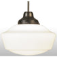 Meyda Lighting Revival 16" Craftsman Brown Schoolhouse Pendant Light With White Opal Shade Glass