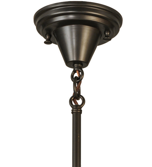 Meyda Lighting Revival 16" Craftsman Brown Schoolhouse Pendant Light With White Opal Shade Glass