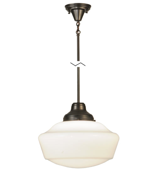 Meyda Lighting Revival 16" Craftsman Brown Schoolhouse Pendant Light With White Opal Shade Glass