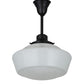 Meyda Lighting Revival 16" Craftsman Brown Schoolhouse Pendant Light With White Traditional Globe Shade Glass