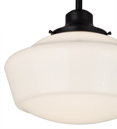 Meyda Lighting Revival 16" Craftsman Brown Schoolhouse Pendant Light With White Traditional Globe Shade Glass