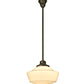 Meyda Lighting Revival 16" Craftsman Brown Schoolhouse Traditional Pendant Light With White Globe Shade Glass
