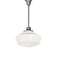 Meyda Lighting Revival 16" Nickel Schoohouse Pendant Light With White Opal Shade Glass