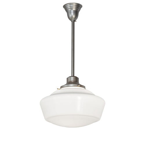 Meyda Lighting Revival 16" Nickel Schoohouse Pendant Light With White Opal Shade Glass