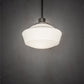 Meyda Lighting Revival 16" Nickel Schoohouse Pendant Light With White Opal Shade Glass