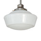 Meyda Lighting Revival 16" Nickel Schoohouse Pendant Light With White Opal Shade Glass