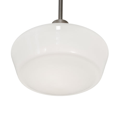 Meyda Lighting Revival 16" Nickel Schoohouse Pendant Light With White Opal Shade Glass