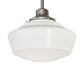Meyda Lighting Revival 16" Nickel Schoohouse Pendant Light With White Opal Shade Glass