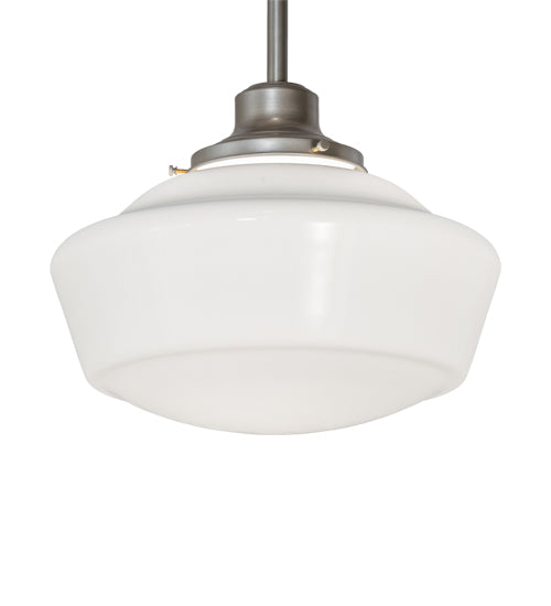 Meyda Lighting Revival 16" Nickel Schoohouse Pendant Light With White Opal Shade Glass