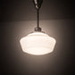 Meyda Lighting Revival 16" Nickel Schoolhouse Pendant Light With White Opal Traditional Globe Shade Glass