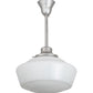 Meyda Lighting Revival 16" Nickel Schoolhouse Pendant Light With White Opal Traditional Globe Shade Glass