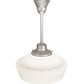 Meyda Lighting Revival 16" Nickel Schoolhouse Pendant Light With White Opal Traditional Globe Shade Glass