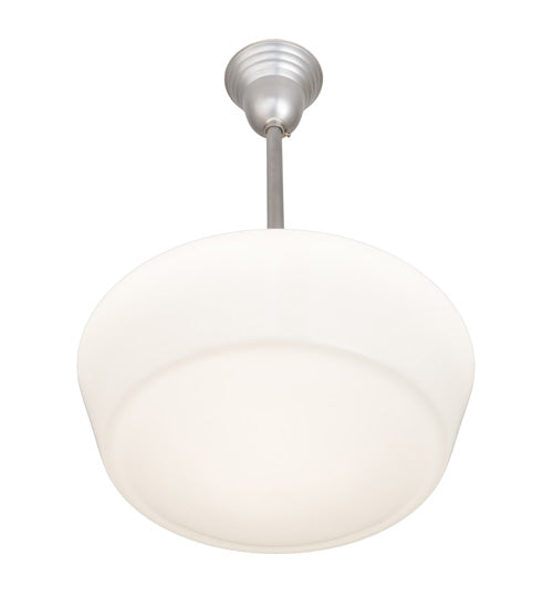 Meyda Lighting Revival 16" Nickel Schoolhouse Pendant Light With White Opal Traditional Globe Shade Glass