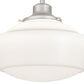 Meyda Lighting Revival 16" Nickel Schoolhouse Pendant Light With White Opal Traditional Globe Shade Glass