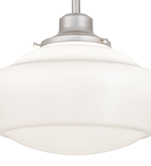 Meyda Lighting Revival 16" Nickel Schoolhouse Pendant Light With White Opal Traditional Globe Shade Glass