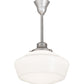 Meyda Lighting Revival 16" Nickel Schoolhouse Pendant Light With White Opal Traditional Globe Shade Glass