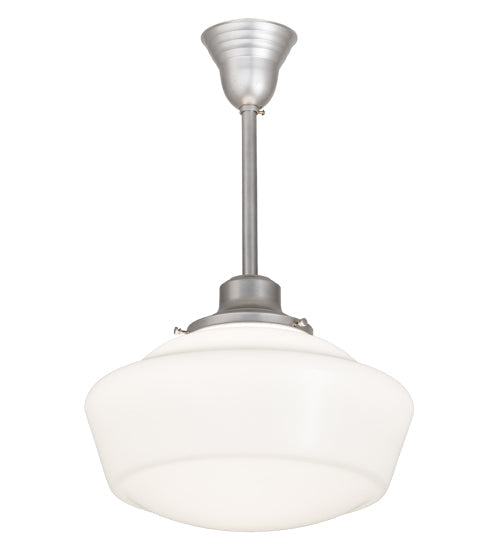 Meyda Lighting Revival 16" Nickel Schoolhouse Pendant Light With White Opal Traditional Globe Shade Glass