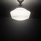 Meyda Lighting Revival 16" Nickel Schoolhouse Semi-flush Mount Light With White Opal Traditional Globe Shade Glass