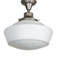 Meyda Lighting Revival 16" Nickel Schoolhouse Semi-flush Mount Light With White Opal Traditional Globe Shade Glass