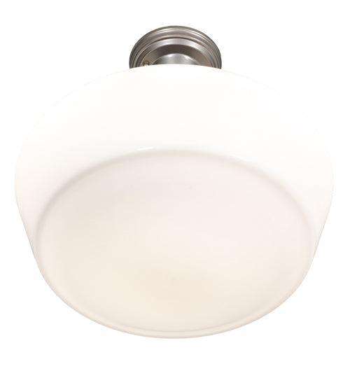 Meyda Lighting Revival 16" Nickel Schoolhouse Semi-flush Mount Light With White Opal Traditional Globe Shade Glass