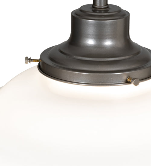 Meyda Lighting Revival 16" Nickel Schoolhouse Semi-flush Mount Light With White Opal Traditional Globe Shade Glass
