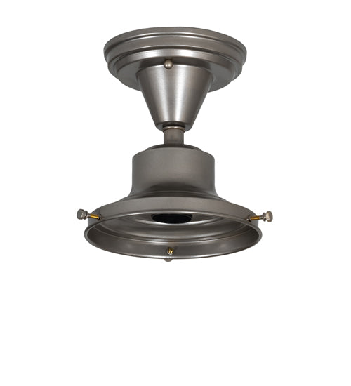 Meyda Lighting Revival 16" Nickel Schoolhouse Semi-flush Mount Light With White Opal Traditional Globe Shade Glass