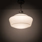 Meyda Lighting Revival 16" Pewter Schoolhouse Pendant Light With White Opal Shade Glass