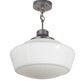Meyda Lighting Revival 16" Pewter Schoolhouse Pendant Light With White Opal Shade Glass