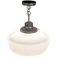 Meyda Lighting Revival 16" Pewter Schoolhouse Pendant Light With White Opal Shade Glass