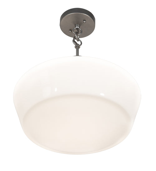 Meyda Lighting Revival 16" Pewter Schoolhouse Pendant Light With White Opal Shade Glass