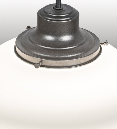 Meyda Lighting Revival 16" Pewter Schoolhouse Pendant Light With White Opal Shade Glass