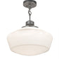 Meyda Lighting Revival 16" Pewter Schoolhouse Pendant Light With White Opal Shade Glass