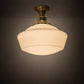 Meyda Lighting Revival 16" Polished Brass Schoolhouse Flush Mount Light With White Traditional Globe Shade Glass
