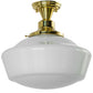 Meyda Lighting Revival 16" Polished Brass Schoolhouse Flush Mount Light With White Traditional Globe Shade Glass