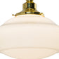 Meyda Lighting Revival 16" Polished Brass Schoolhouse Flush Mount Light With White Traditional Globe Shade Glass