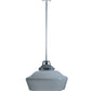 Meyda Lighting Revival 16" Sparkle Silver Schoolhouse Pendant Light With White Opal Traditional Globe Shade Glass