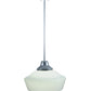 Meyda Lighting Revival 16" Sparkle Silver Schoolhouse Pendant Light With White Opal Traditional Globe Shade Glass