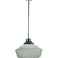 Meyda Lighting Revival 16" Sparkle Silver Schoolhouse Pendant Light With White Opal Traditional Globe Shade Glass