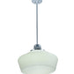 Meyda Lighting Revival 16" Sparkle Silver Schoolhouse Pendant Light With White Opal Traditional Globe Shade Glass