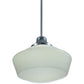 Meyda Lighting Revival 16" Sparkle Silver Schoolhouse Pendant Light With White Opal Traditional Globe Shade Glass